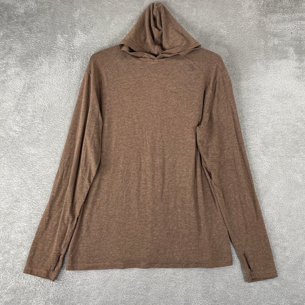 Tasc Performance Hoodie Mens Medium Brown Bamboo Cotton Carrollton Active Top